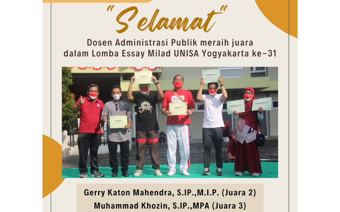 Dosen Administrasi Publik Meraih Juara dalam Lomba Essay Milad UNISA Yogyakarta ke-31