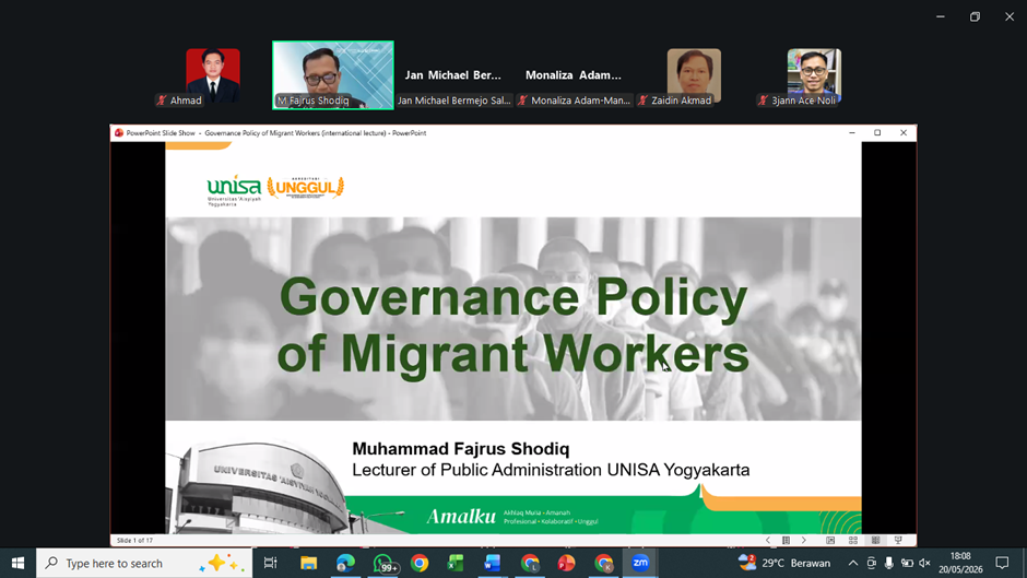 Program Studi Administrasi Publik UNISA Yogyakarta Gelar Joint International Lecturer MSU Filipina Bahas Governance Policy of Migrant Workers